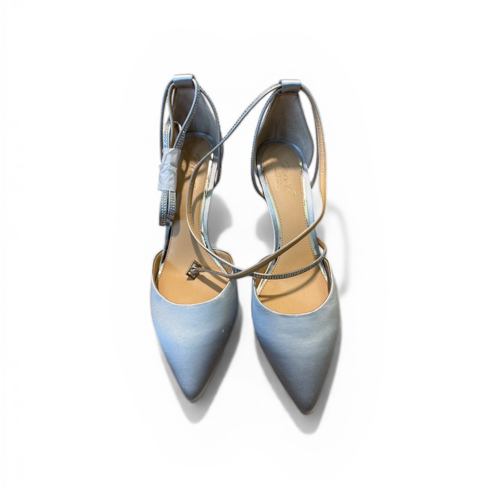 Jewel Badgley Mishka Silver Satin Formal, Wedding or Prom Heels Size 9.5